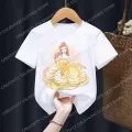 2022 Belle Children T-Shirt Disney Princess Anime T Shirt Clothes Cartoons Fairy Tales Kawaii Casual Top Kid Boy Girl Tee Shirts. 