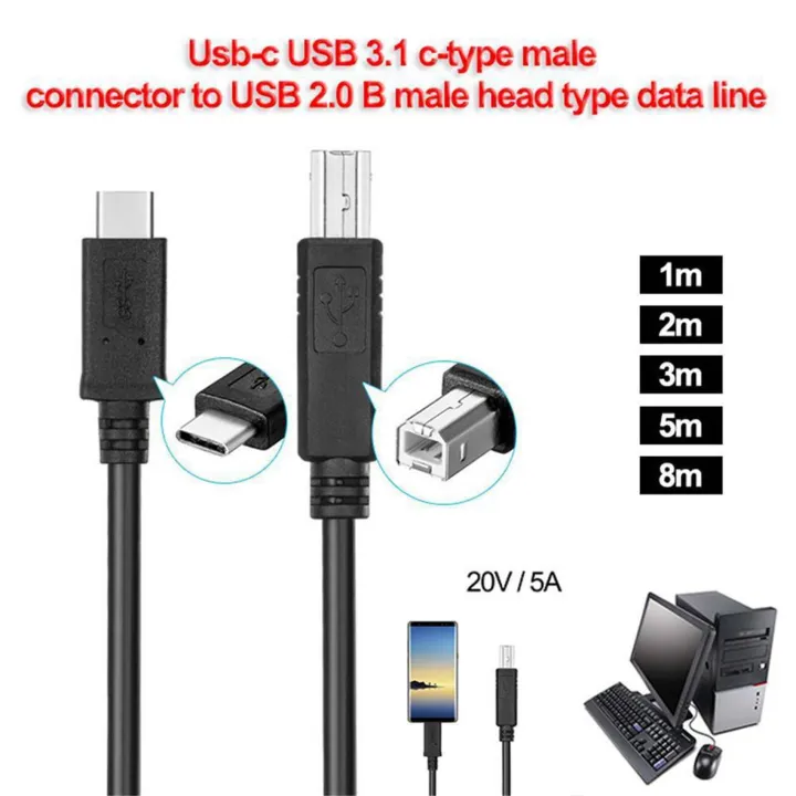 Data%20Cable%20for%20Laptop%20Printer-2%20x%20Type%20C%20Printer%20Cable-Black%20-%20Image%205