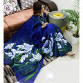 Exclusive Designer Hand Print Half Silk Saree for Women with Blouse Piece, Lightweight Georgette Sari.