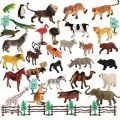 Safari Plastic Animals Figures Toys-53 Piece Mini Realistic Wild Vinyl Zoo Jungle Animal Toy Set, Learning Party Favors Toys for Boys & Girls Kids Toddlers Forest Small Animals Playset.