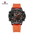 NAVIFORCE NF9221 Men’s Fashionable and Dynamic Watch with TPU Strap Luminous Waterproof Multi-function Date Display Dual Quartz Movement.