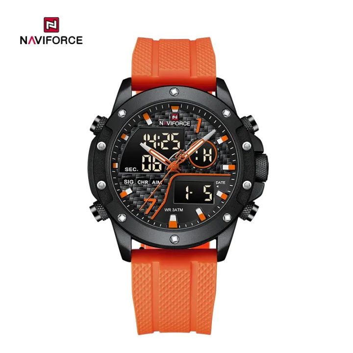 NAVIFORCE NF9221 Men’s Fashionable and Dynamic Watch with TPU Strap Luminous Waterproof Multi-function Date Display Dual Quartz Movement