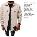Men Button-down Shirt Jacket Long-sleeve Solid Color Jacket Stylish Men's Lapel Jacket with Flap Pockets Casual for Handsome. 