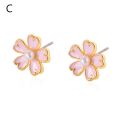 Korea pink cherry flower earring women. 