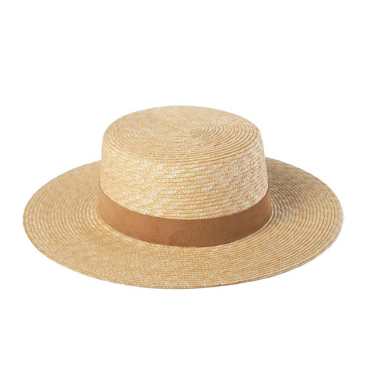Boater Hat For Women Summer Beach Hat Unisex Flat Straw Hats Protection UV Shade Hat Ladies Wide Brim Sun Hats