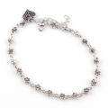 Fashion Tibetan Silver Bead Hollow Plum Daisy Flowers Heart-Shaped Anklet For Women Foot Chain Barefoot Sandals Beach Jewelry.