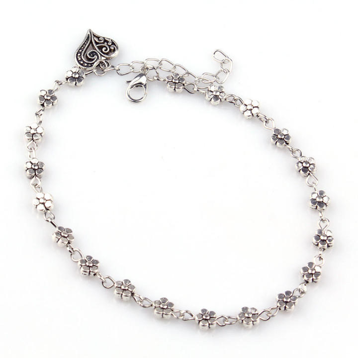 Fashion%20Tibetan%20Silver%20Bead%20Hollow%20Plum%20Daisy%20Flowers%20Heart-Shaped%20Anklet%20For%20Women%20Foot%20Chain%20Barefoot%20Sandals%20Beach%20Jewelry%20-%20Image%203