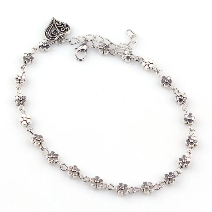 Fashion%20Tibetan%20Silver%20Bead%20Hollow%20Plum%20Daisy%20Flowers%20Heart-Shaped%20Anklet%20For%20Women%20Foot%20Chain%20Barefoot%20Sandals%20Beach%20Jewelry%20-%20Image%203