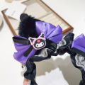 1Pcs Sanrio Cartoon Anime Kuromi Little Devil Hairband Simulation Plush Cute Ears Headband Girls Exhibition Accessories.