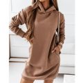 2022 Autumn Fashion Women's Dress Casual Black O-neck Loose Print Elegant Sweatshirt Dress Female Winter Warm Ladies Clothes. 