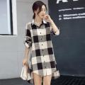 Plaid Loose-Fitting Shirt Mid-Length Fashion Large Size Women's Shirt Spring and Autumn New Korean Slim Fit Sun Protective Clothes Coat.