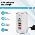 65W USB Multi Port Charger Hub QC3.0 Fast Charger 6 Port Type C PD Charger Mobile Phone Charging Dock Station A EU Plug. 