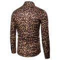 Mens Fashion Leopard Print Shirt High Quality Long Sleeve Shirt Social Man Casual Party Homme Shirt.