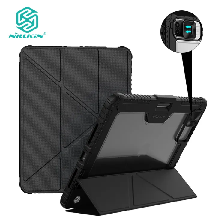 Nillkin Slide Camera Case for Apple iPad Pro 11 (2024) iPad Cases Camera Protection Shield Hard PC Back Panel + Soft TPU Border Smart Flip Cover Shockproof Tough Back Cover