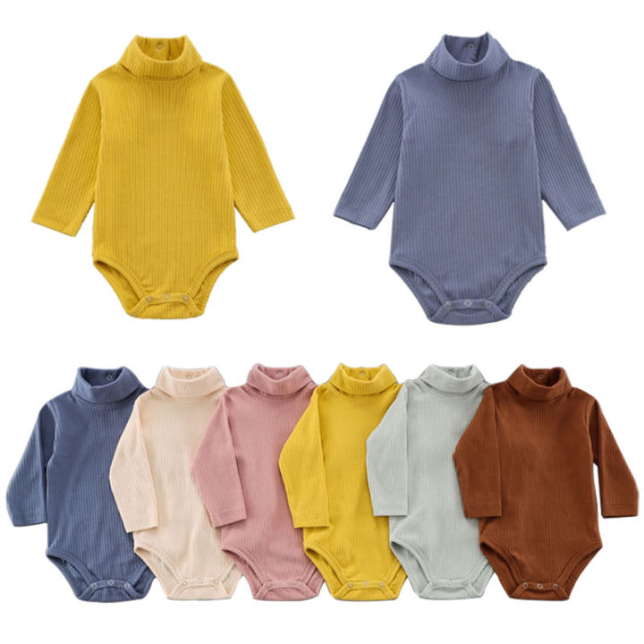 2021New Colors Autumn Winter Baby Girls Bodysuit Newborn Boys Long Sleeve Solid 100%Cotton 0-24 Months Baby Clothes Baby Gifts