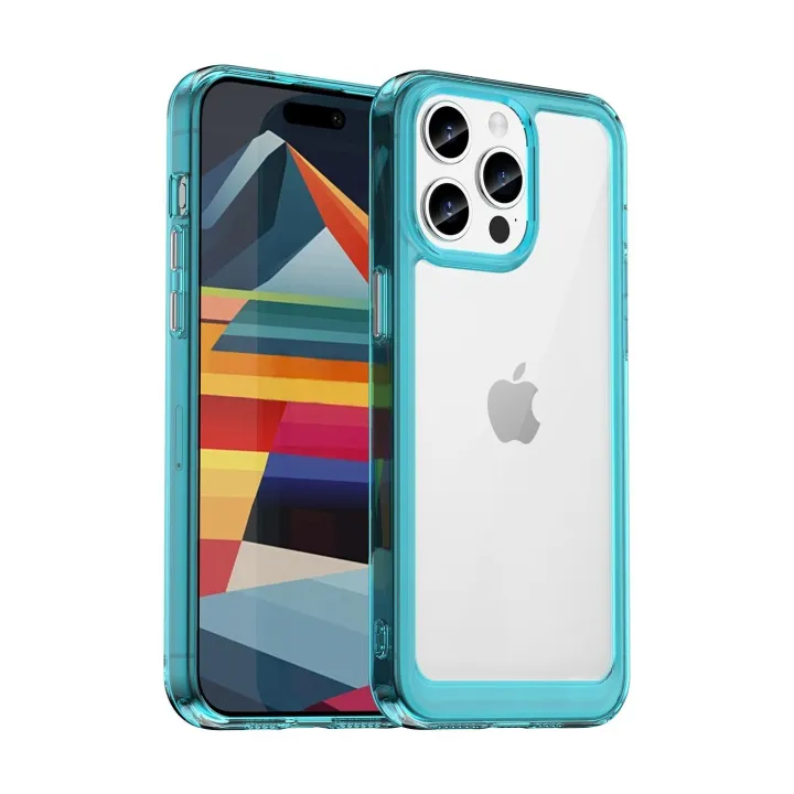 tzmar%20for%20iPhone%2015%20Pro%20Candy%20Color%20Hard%20Case%20Transparent%20Shockproof%20Back%20Phone%20Cover%20-%20Image%204