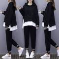 Junior High School Student Loose plus Size Women's Clothing Sportswear2022Spring and Autumn FatmmHip-Hop Pullover Girl Set. 