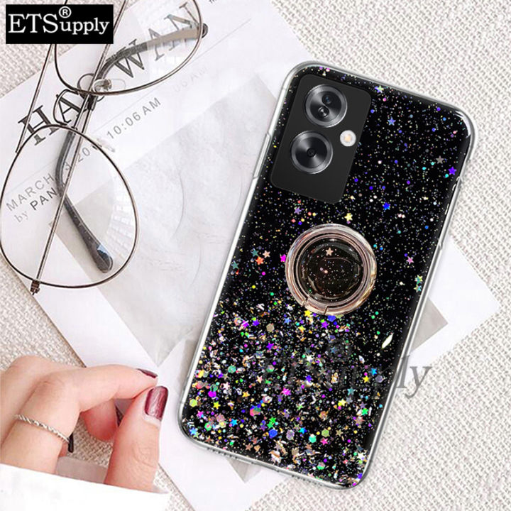 Phone case OnePlus Nord N30 SE Shiny Ring Glitter Soft Transparent Holder  Stand Back Cover with ring Stars Moon Girls Cover Back cover OnePlus Nord 