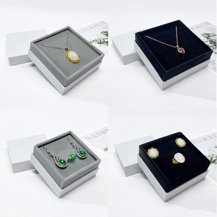 Three%20Layers%20Of%20Appearance%20White%20Filled%20Paper%20With%20Black%20Velvet%20And%20Gray%20Velvet%20Can%20Put%20Ring%20Earrings%20Necklace%20Jewelry%20Box%20-%20Image%202