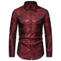 【original】 Autumn Men's Fashion Glossy Shirt Retro Casual Long Sleeve Disco Party Shirt Fashion Men's Business Button Down Shirts. 