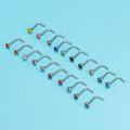 ZS 20pcs CZ Stainless Steel Nose Studs Crystal Lot 20G Nose Piercing Septum Studs For Unisex Body Piercing Fashion Jewelry Women.