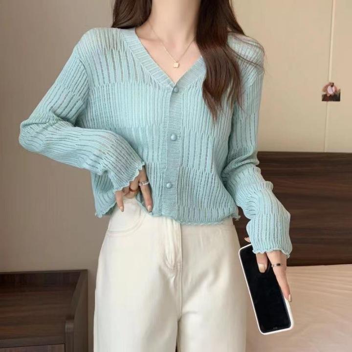 %E3%80%90No-Questions-Asked%20Refund%E3%80%91%20V-Neck%20Knitted%20Cardigan%20Women's%20Autumn%20and%20Winter%20New%20Women's%20Short%20Long-Sleeved%20Coat%20Solid%20Color%20Slim-Fit%20Tall%20Top%20for%20Women%20-%20Image%205