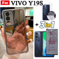 3 in 1 Vivo Y19S Y18 Y18E Y28 4G Y03 TPU Soft Silicone Transparent Phone Cover with Camera Protective Film Back Cover + Privacy Tempered Glass+Back Film.