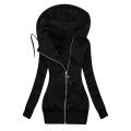Hoodie Jacket 3D Cutting Pure Color Hooded Warm Sweatshirt Coat. 