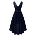 Lace Dress Bow Belt Elegant Irregular Length Dresses For Women Wedding Guest Sleeveless Bridesmaid Cocktail Party Dress. 