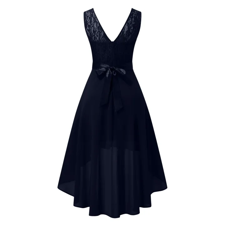 Lace%20Dress%20Bow%20Belt%20Elegant%20Irregular%20Length%20Dresses%20For%20Women%20Wedding%20Guest%20Sleeveless%20Bridesmaid%20Cocktail%20Party%20Dress%20-%20Image%207