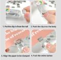 Staple Metal Clip Push Hand Paper Clipper With Refill Fixing Organizing Stapler Reusable Push Clamp For Document File Stationery. 
