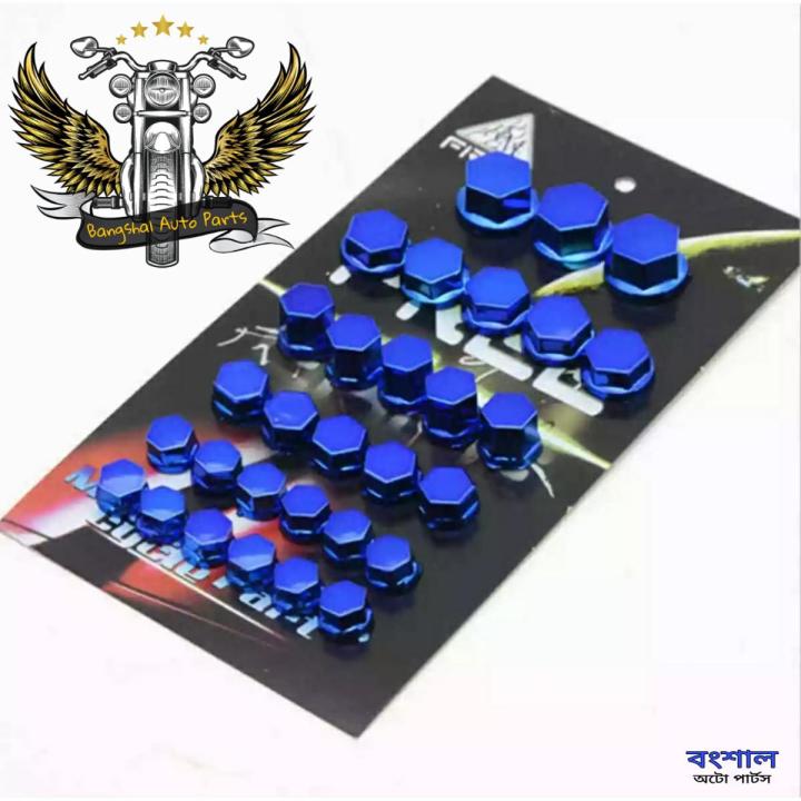 Blue 30Pcs Universal Motorcycle Screw Nut Bolt Cap Cover Kit/ Nut cover / Motorcycle Modification Accessories Head Screw Cover