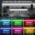 5 meter/16.4 feet 5050 lamp beads high brightness RGB light strip Christmas atmosphere light strip  follow music rhythm flash multi-function APP control/3keys USB cable function/Remote control function transformation 16 colors Ceiling light. 