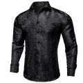 Men's Long Sleeve Black Paisley Silk Dress Shirts Casual Tuxedo Social Shirt Luxury Designer Men Clothing.