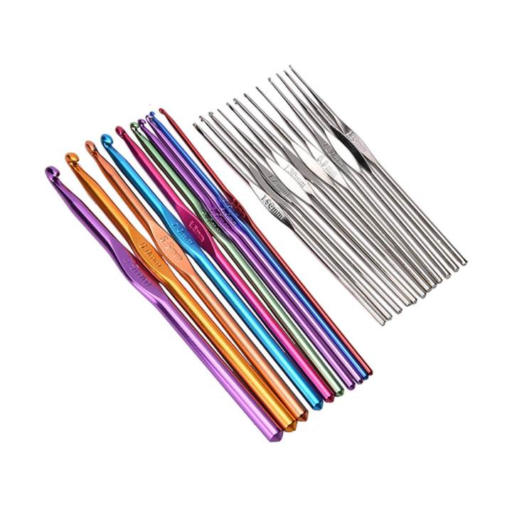 22pcs%20Set%20Multi-Colour%20Aluminum%20Crochet%20Hooks%20Needles%20Knit%20Weave%20Craft%20Yarn%20-%20Image%205