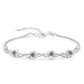 Authentic S925 Sterling Silver Crystal Vintage Plum Blossom Flower Bracelet Bangle For Women Girl Lady Wedding Birthday Gift.