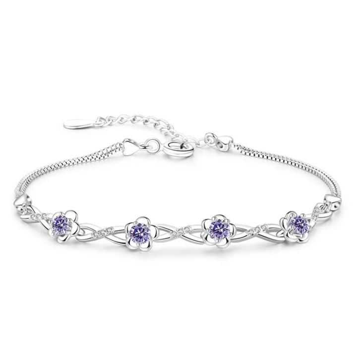 Authentic%20S925%20Sterling%20Silver%20Crystal%20Vintage%20Plum%20Blossom%20Flower%20Bracelet%20Bangle%20For%20Women%20Girl%20Lady%20Wedding%20Birthday%20Gift%20-%20Image%202