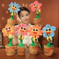 Musical Singing Dancing Toys 120 Songs Repeating Talking Record Speaking Sunflower Soft Plush Funny Creative Saxophone Kids Toy.