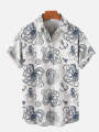 Summer men's octopus print shirts Short sleeved Hawaiian beach shirts Ocean animal cartoon pattern shirts Men's casual shirt.