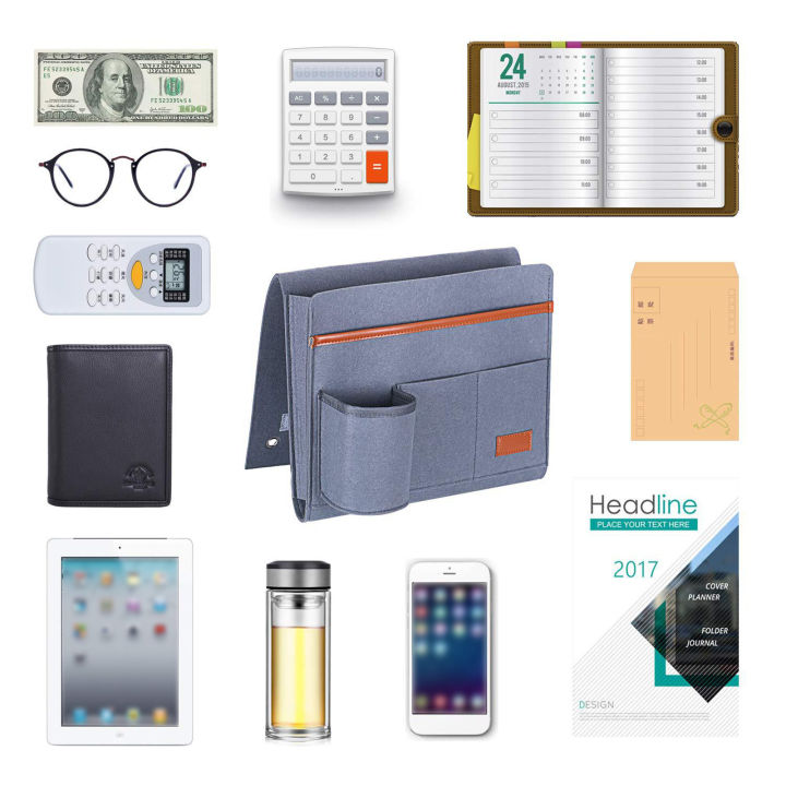 Migeet%20Bedside%20Caddy%20Bedside%20Organizer%20Bag%20Holder%20with%205%20Pockets%20Felt%20Hanging%20Storage%20Organizer%20for%20Bed%20Rails%20Dorm%20Sofa%20-%20Image%207