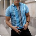 European Polo Shirt Men 3D Digital Print Lapel Short Sleeve T-shirt High Quality Male Youth Business Casual Geometric Polo Shirt.