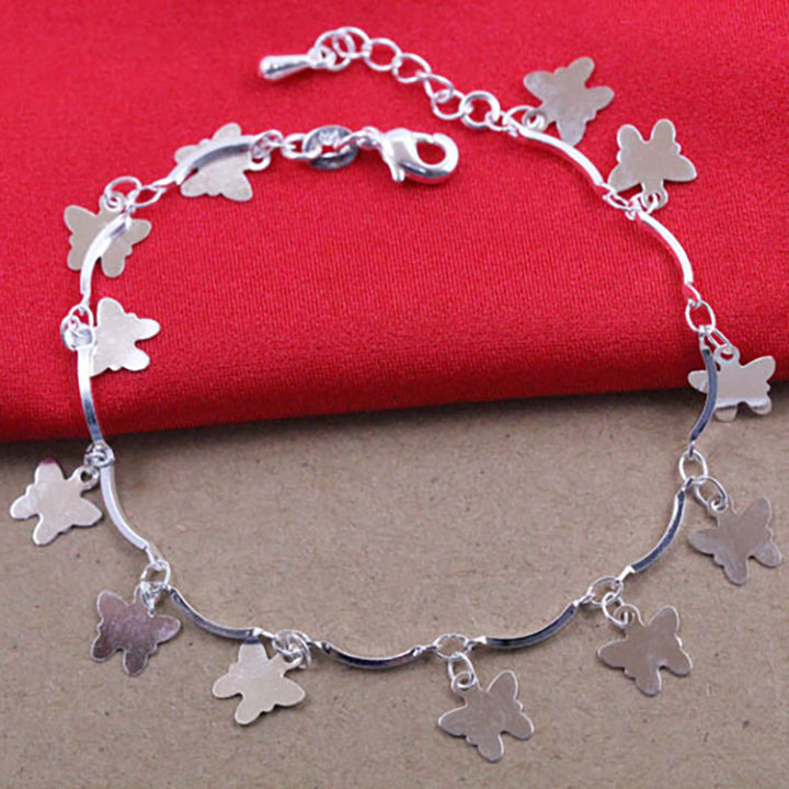 New%20Korean%20Style%20Butterfly%20Charm%20Anklet%20or%20Bracelet%20for%20Women%20Silver%20Plated%20Adjustable%20Chain%20Fashion%20Jewelry%20-%20Image%204