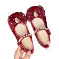 Girls princess shoes spring autumn 2023 new children's soft soled red leather shoes baby girl shoes bow single shoes. 