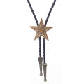 Cross border Indian pentagram Celtic pattern bolo tie leather tie United States western cowboy Poirot tie.