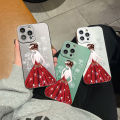 BILI for OPPO F15 / A91 / Reno3 4G Back Cover Red Dress Girl Frosted Plating Lens Protection Soft Silicone Phone Cases. 