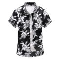 Men floral printed Slim Short sleeve shirts Summer Hawaiian vacation Party casual red blue black Shirt camisa masculina 6XL 7XL.