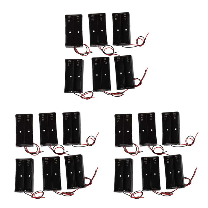 18 Pcs Black Plastic 2 X3.7V 18650 Type Battery Holder Box Case