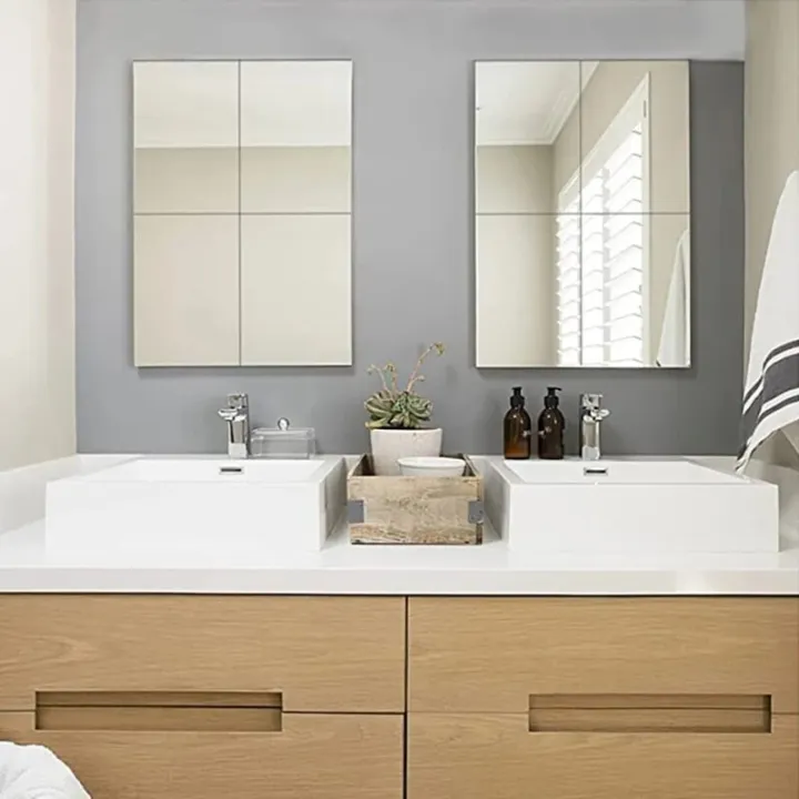 4pcs%20Acrylic%20Mirror%20Sheets%20Flexible%20Non%20Glass%20Mirror%20Tiles%20with%2016pcs%20Self%20Adhesive%20Stickers%20for%20Home%20Livingroon%20Decoration%20Wall%20-%20Image%204