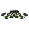 Portable Electronic Drum Digital USB 7 Pads Roll up Drum Set Silicone Electric Drum Pad Kit with DrumSticks Foot Pedal.