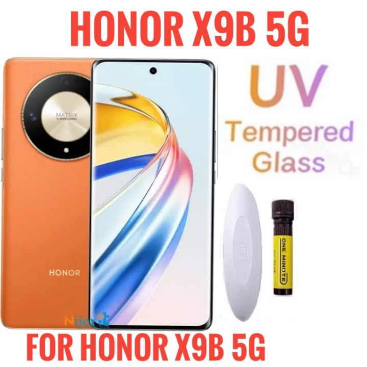 For Honor X9b 5G / Honor X9b (A+ GRADE) Premium UV Tempered Glass Screen Protector Curved with Liquid Glue and UV Light -Transparent Clear